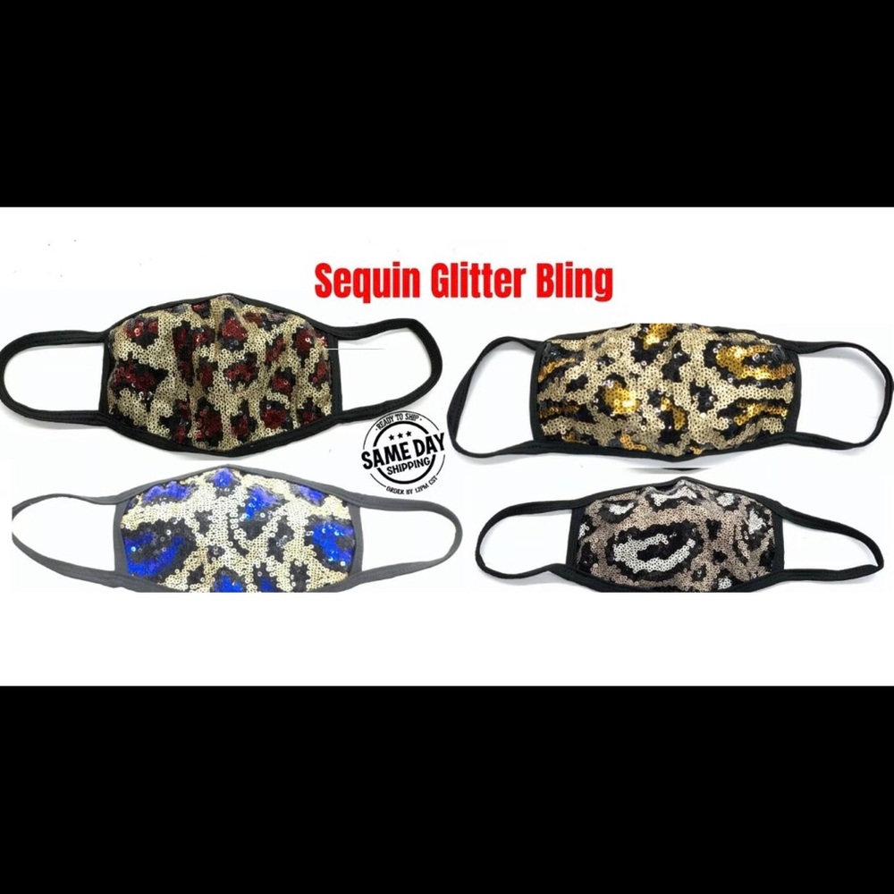 Sequin Animal Print Face Mask - set of 4